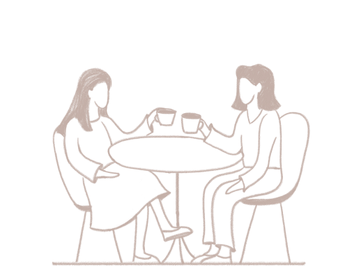 Illustration of couple having coffee